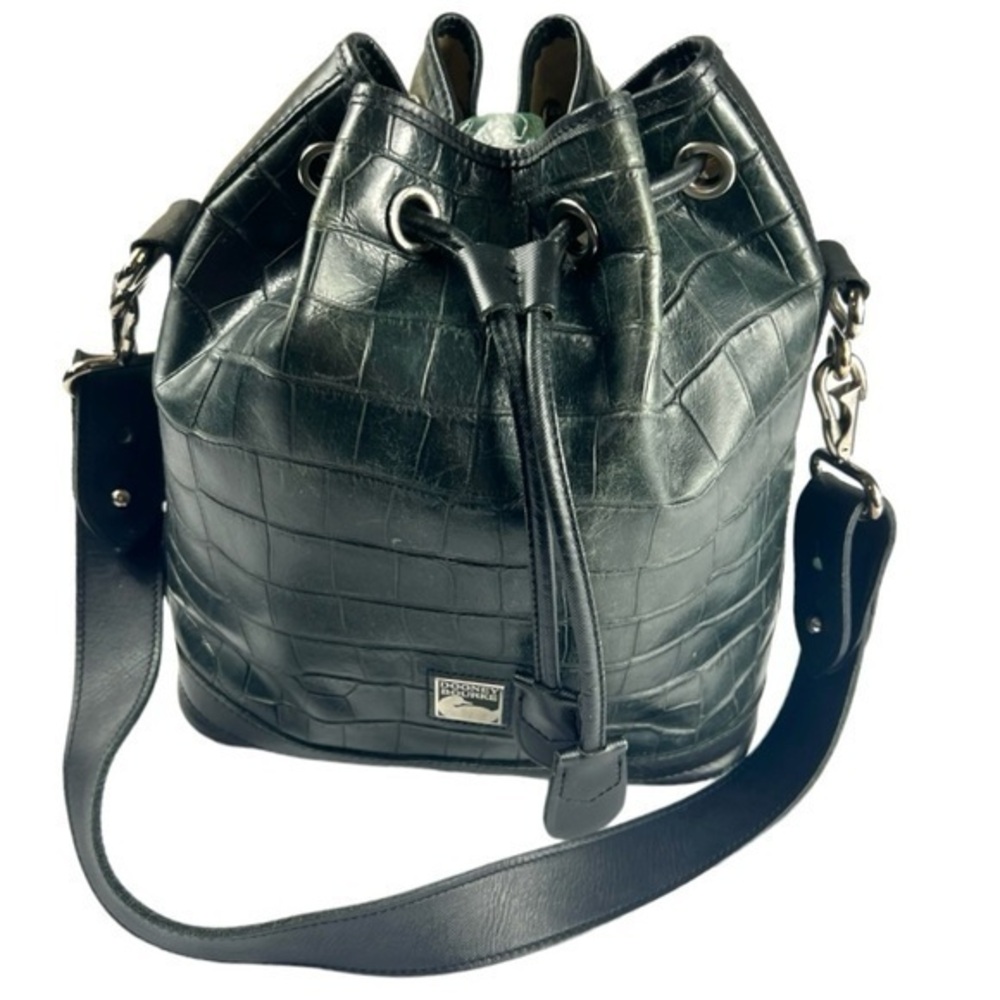 Vintage Dooney & Bourke Black Leather Draw cord Bucket Bag
